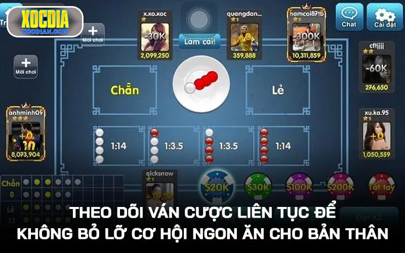 Theo dõi ván cược liên tục để không bỏ lỡ cơ hội ngon ăn cho bản thân
